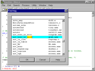 Searching through a list of subroutine names.